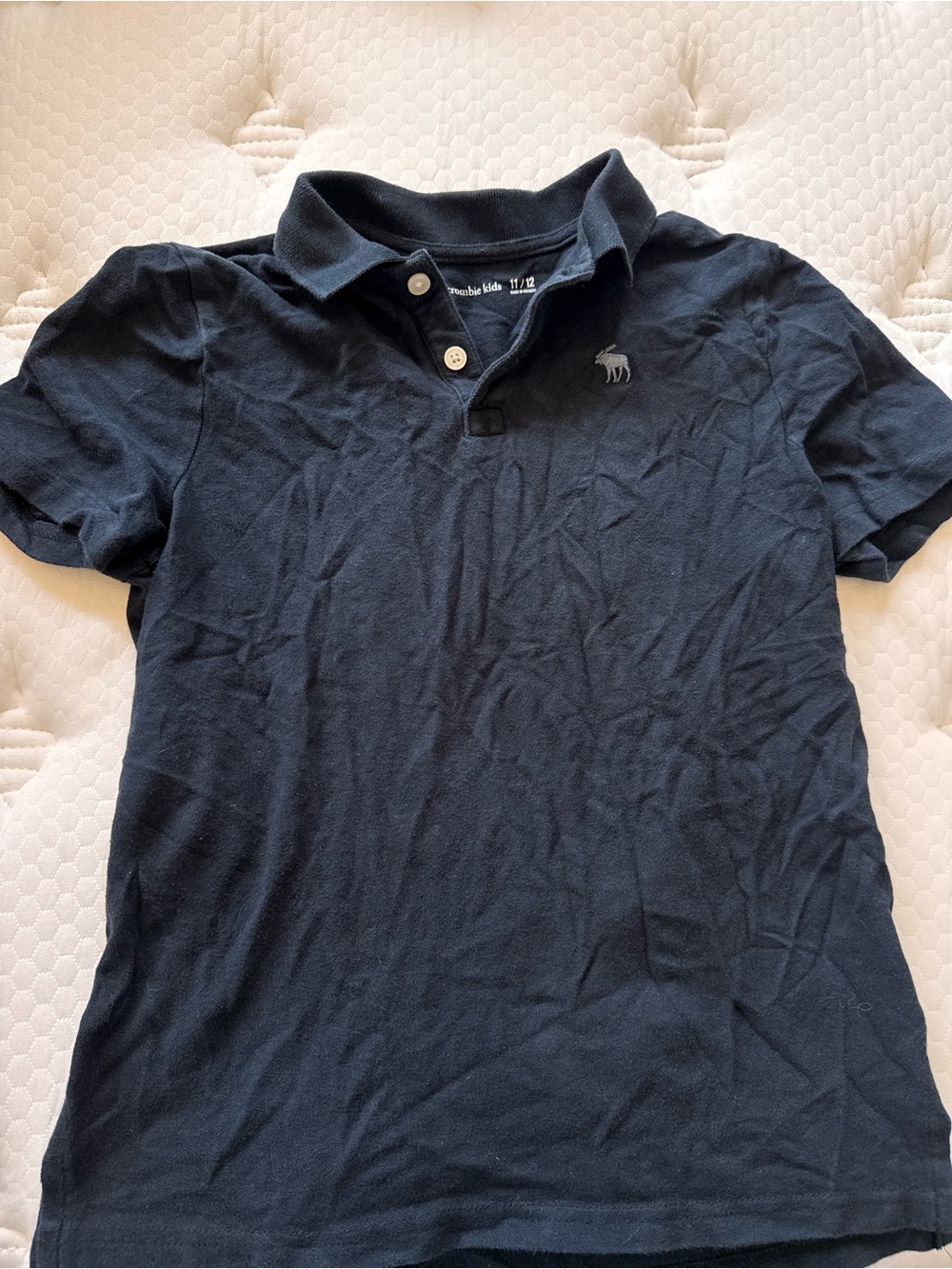 abercrombie kids navy blue polo with embroidered moose